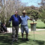 C Grade finalists Sham Sharma and Alan Potts wait on the 5th tee